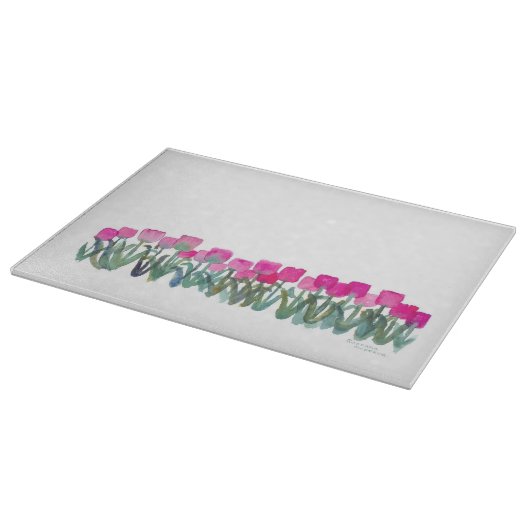 Floral Spring Pink Tulip Grove Cutting Board Snijplank (Hoek)