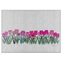 Floral Spring Pink Tulip Grove Cutting Board