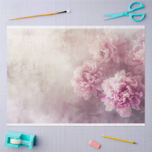 Floral Spring Pioenrozen Lila Decoupage Tissuepapier (Craft)