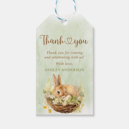 Floral Spring Rabbit Some Bunny 1st Birthday Cadeaulabel (Voorkant)