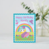 Floral Spring Rainbow Llama & Rainbow Birthday Briefkaart (Staand voorkant)