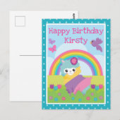 Floral Spring Rainbow Llama & Rainbow Birthday Briefkaart (Voorkant / Achterkant)