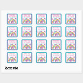 Floral Spring Rainbow Llama & Rainbow Birthday Vierkante Sticker (Vel)