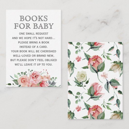 Floral Spring Rozen Boeken voor Baby shower Sprink Informatiekaartje (Voorkant / Achterkant)