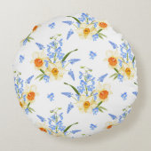 Floral Spring Sierkussen met narcissen Rond Kussen (Achterkant)