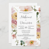 Floral Spring Spanish Wedding Invitation Kaart (Voorkant / Achterkant)