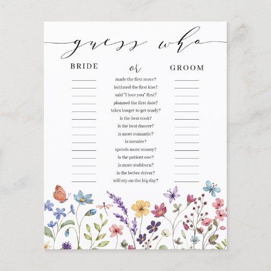 Floral Spring Summer Guess Wie Vrijgezellenfeest s (Voorkant)