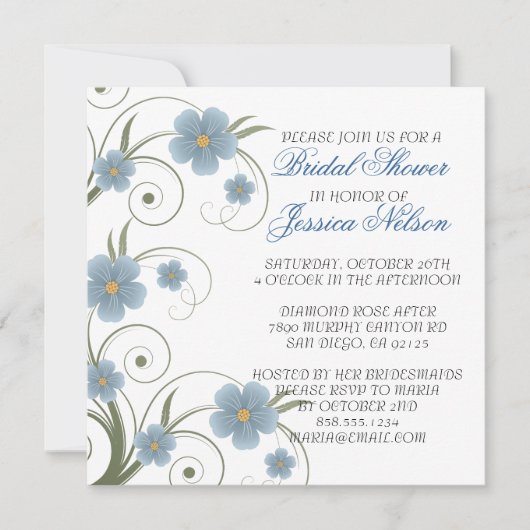 Floral Spring Swirls Elegant Shower Invite Kaart (Voorkant)