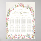 Floral Spring vrijgezellenfeest tafel zitkaart Poster (Voorkant)