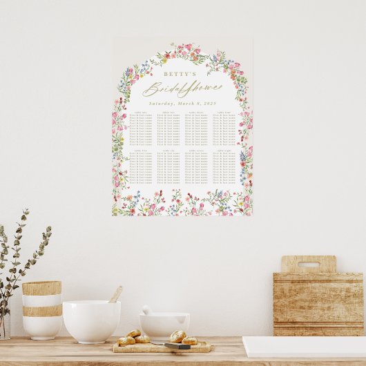 Floral Spring vrijgezellenfeest tafel zitkaart Poster (Keuken)