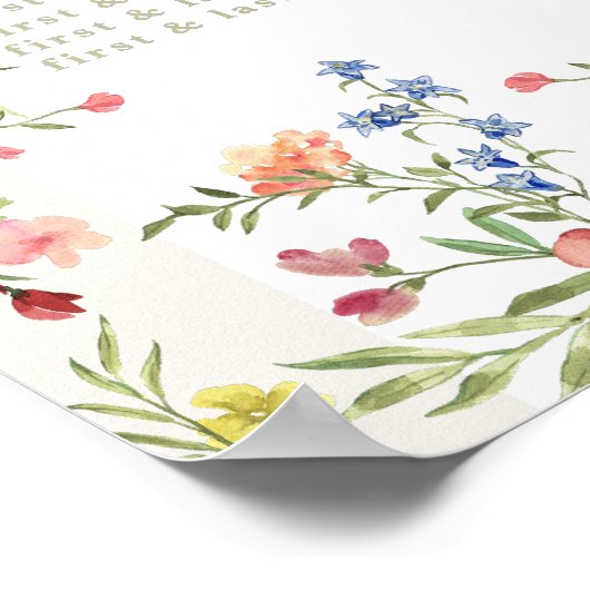 Floral Spring vrijgezellenfeest tafel zitkaart Poster (Hoek)