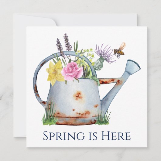 Floral Spring Watering Can & Bee Kaart (Voorkant)