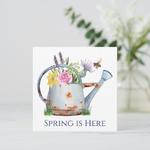 Floral Spring Watering Can & Bee Kaart