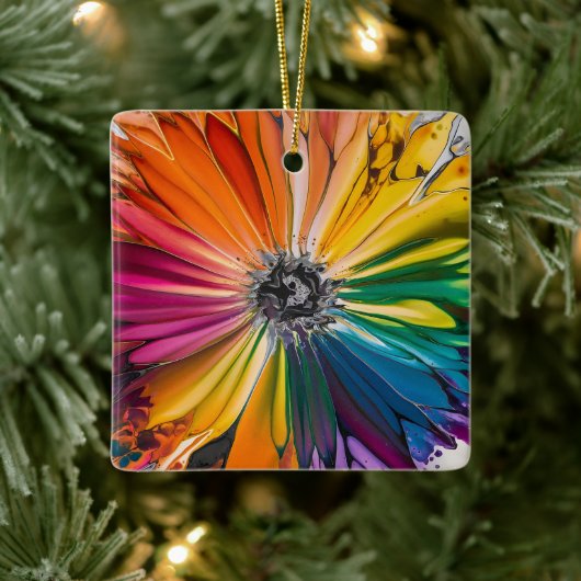 Floral Spring Waterverf Artistiek Bloemenpatroon Keramisch Ornament (Boom)