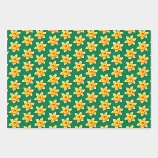 Floral Spring Waterverf geel Daffodil Inpakpapier Vel (Voorkant 2)