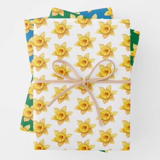 Floral Spring Waterverf geel Daffodil Inpakpapier Vel (In situ)