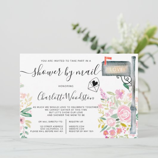 Floral spring waterverf script stream post kaart (Staand voorkant)