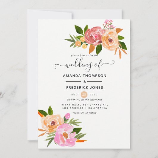 Floral Spring Wedding Kaart (Voorkant)