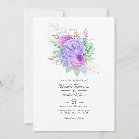 Floral Spring Wedding QR Code Rsvp Kaart (Voorkant)