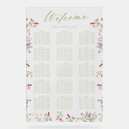 Floral Spring Wedding Welkom Zitplaatsen Acryl Bord