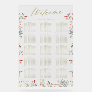 Floral Spring Wedding Welkom Zitplaatsen Acryl Bord