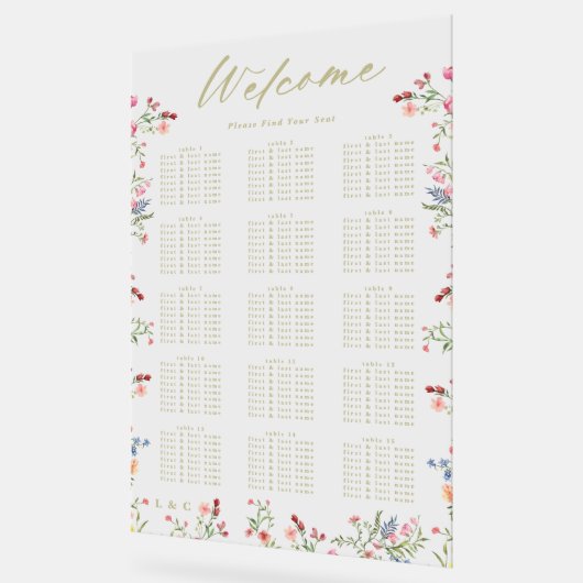 Floral Spring Wedding Welkom Zitplaatsen Acryl Bord (Hoek)
