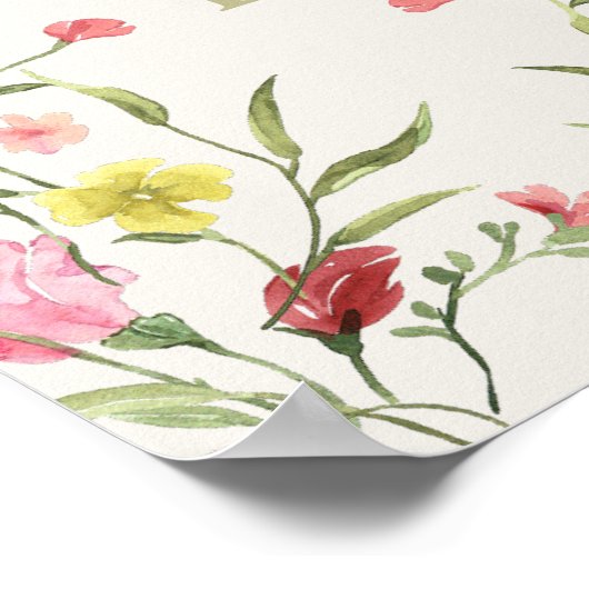 Floral Spring Wedding Welkom Zitting Grafiek Poster (Hoek)
