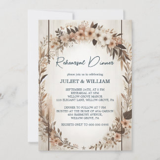 Floral Spring Wood Boho Rustieke repetitie diner Kaart
