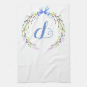 Floral Spring WreatCustom Monogram Easter Gift Theedoek (Verticaal)