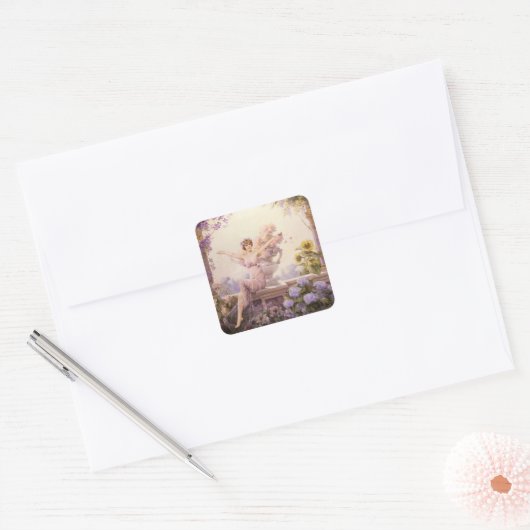 Floral Sprite Vierkante Sticker (Envelop)