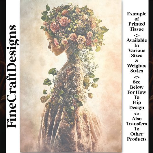 Floral Sprookjeskind & Rozen AU4 Decoupage Tissuepapier