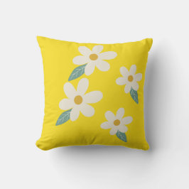 Floral Square Pillow – Levendige bloemen op Yellow Kussen