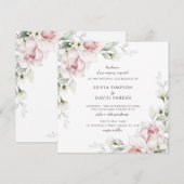 Floral Square | Waterverf Roze rozen  Kaart (Voorkant / Achterkant)