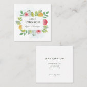 Floral Square Waterverf Visitekaartjes 2 (Voorkant / Achterkant)