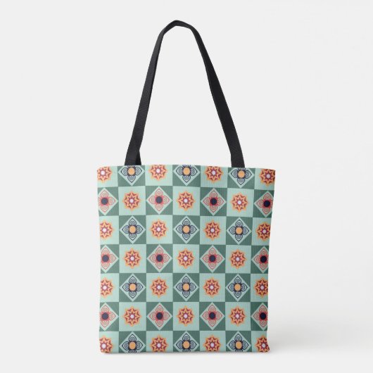 Floral Squares Canvas tas (Achterkant)