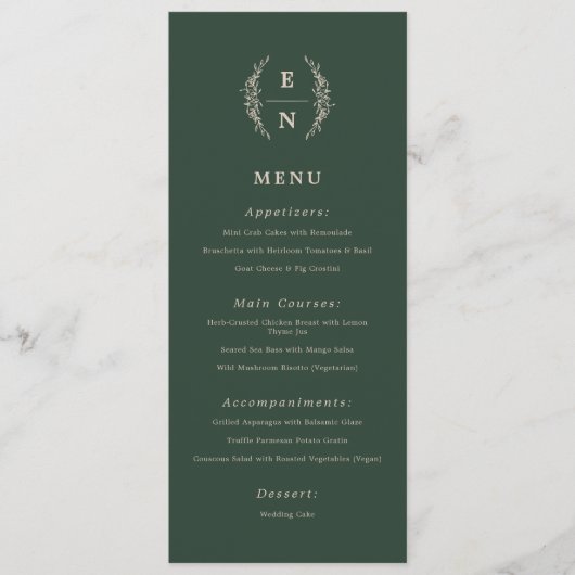 Floral Stacked Initialen bruiloft monogram Menu (Voorkant)