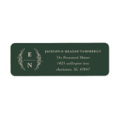 Floral Stacked Initialen Monogram Retouradres Etiket (Voorkant)