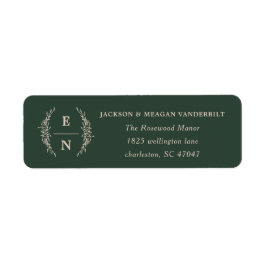 Floral Stacked Initialen Monogram Retouradres Etiket