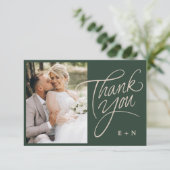 Floral Stacked Monogram Initialen Script Wedding Bedankkaart (Staand voorkant)