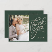 Floral Stacked Monogram Initialen Script Wedding Bedankkaart (Voorkant / Achterkant)