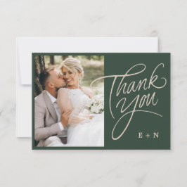 Floral Stacked Monogram Initialen Script Wedding Bedankkaart
