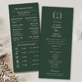 Floral Stacked Monogram Initialen Trouwprogramma's Programmakaart