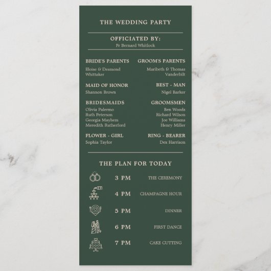 Floral Stacked Monogram Initialen Trouwprogramma's Programmakaart (Achterkant)