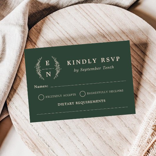 Floral Stacked Monogram Initialen Wedding Details RSVP Kaartje