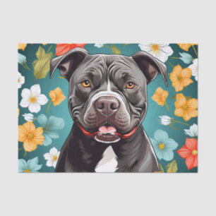 Floral Staffordshire Bull Terrier Tissuepapier