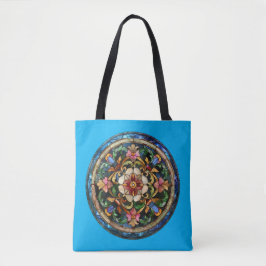 Floral Stain Glass Style Tote Bag