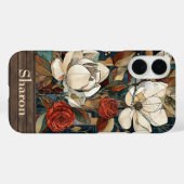 Floral Stained-Glass Phone Case with Personalized  (Achterkant (horizontaal))