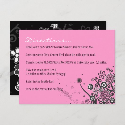 FLORAL STAR Baby Naming Direction Kaart (Voorkant / Achterkant)