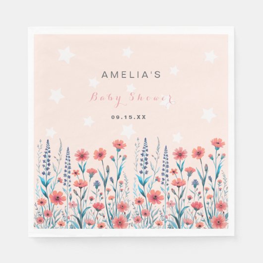 Floral Star Baby shower papier Servet (Voorkant)