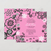Floral Star Bat Mitzvah Invitation Roze Kaart (Voorkant / Achterkant)